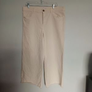 Women's Cream Colored Denim Wide Leg Jeans
